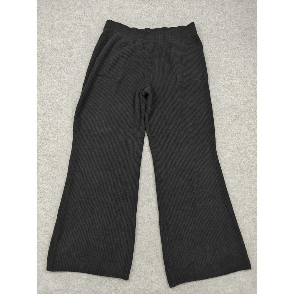 Athleta Pants Womens XL Black Knit Wide Leg Elastic Waist Lounge Sweatpants